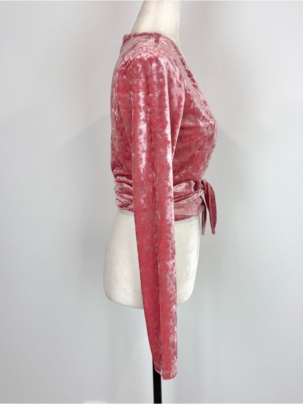 Twik pink velvet faux-wrap top - Picture 3 of 6